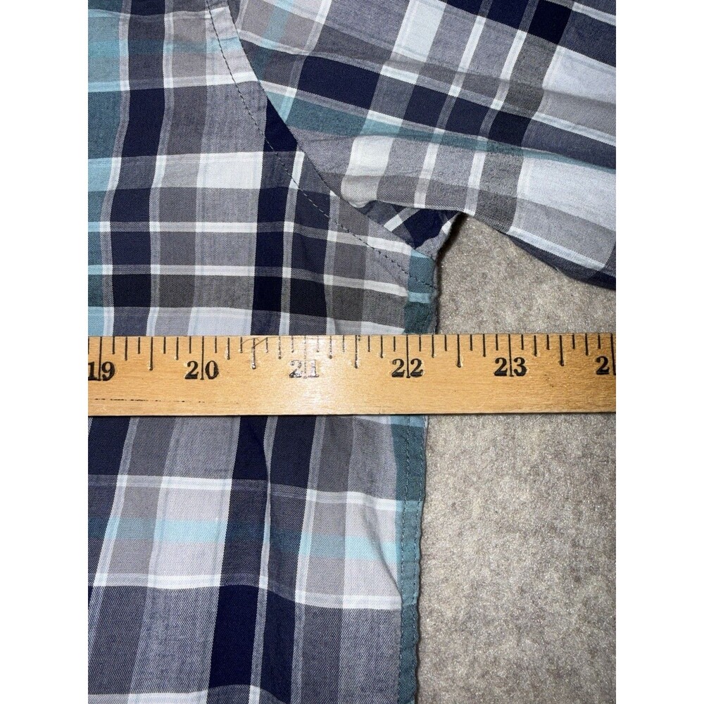 Tasso Elba Men’s Long Sleeve Button Down 100% Cotton M 15-15.5 Blue Plaid - Picture 7 of 7